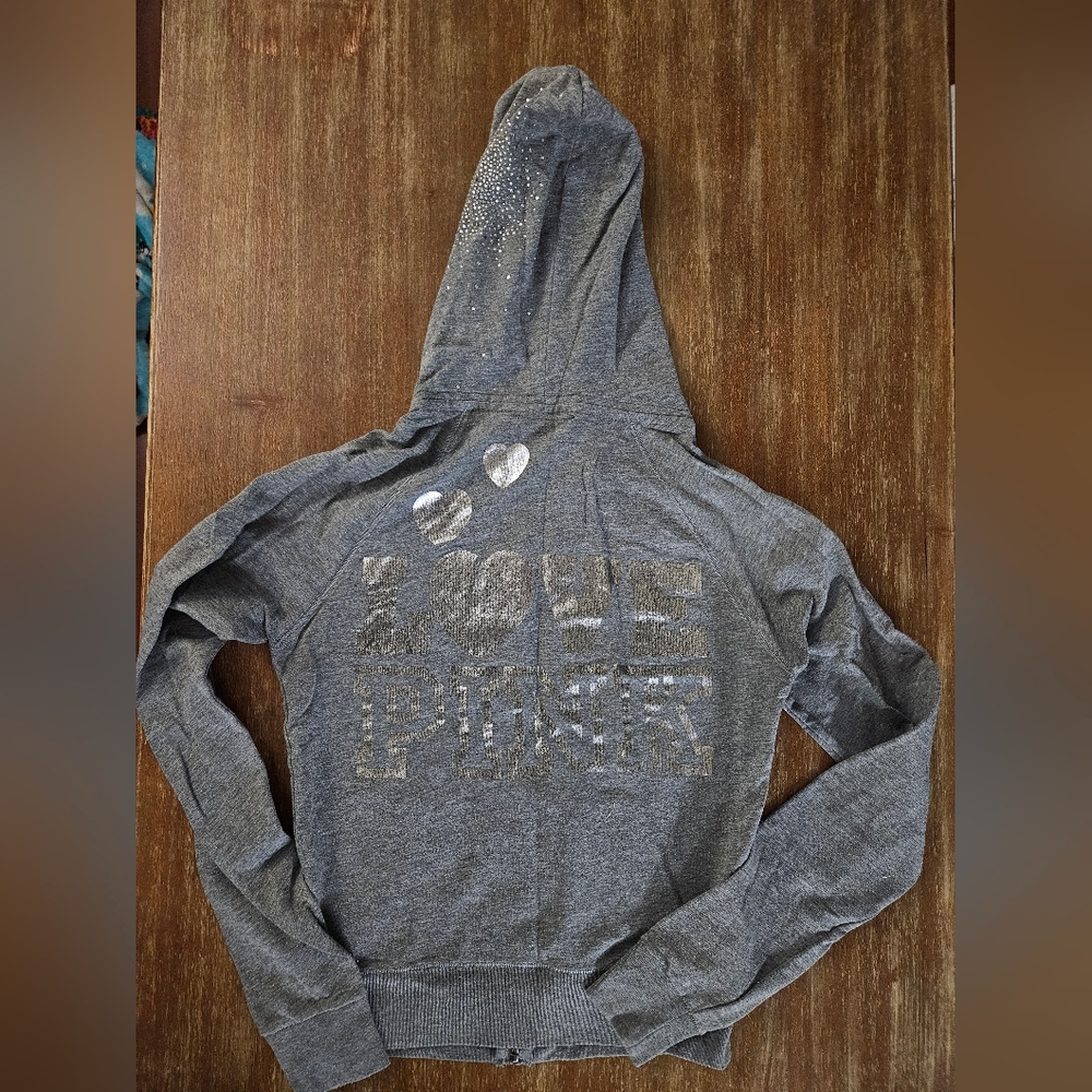 Victoria's Secret Gray Hoodie with Rhinestone Details